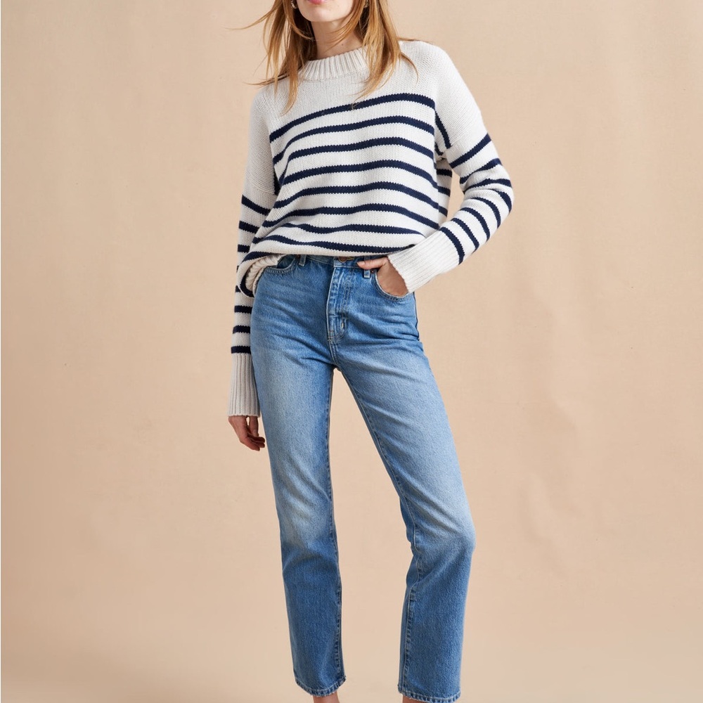 La Ligne Marin Sweater | US M | Cream/Navy Striped Wool & Cashmere Crewneck - Picture 16 of 16